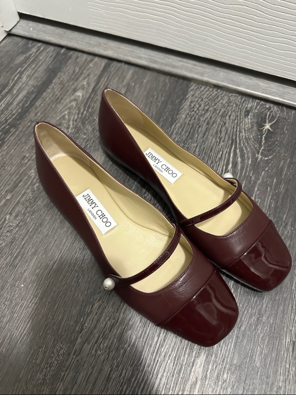 Jimmy Choo‎ Elisa leather and patent ballet flat EU 36.5 US 6.5